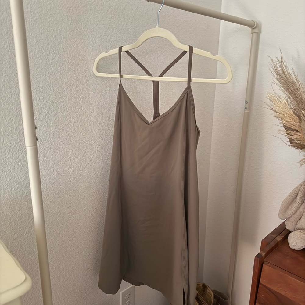 Aritzia Golden Taupe PowerSculpt™ Court Racerback tennis mini dress